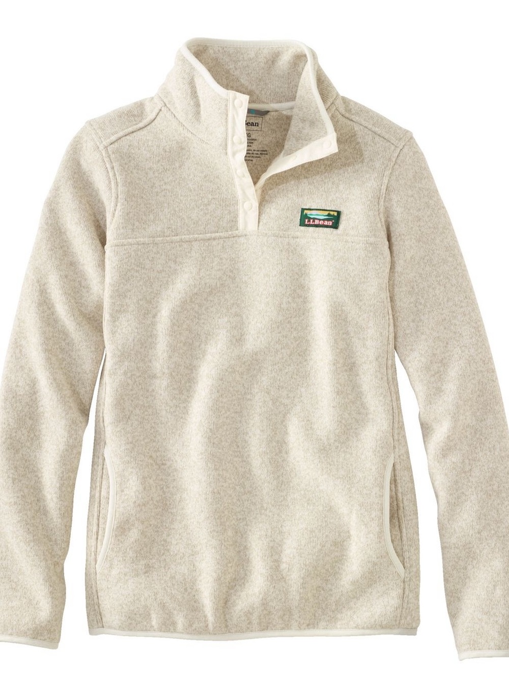 L.L.Bean Women's Sweater Fleece Pullover Oatmeal Cream Size Large Regular